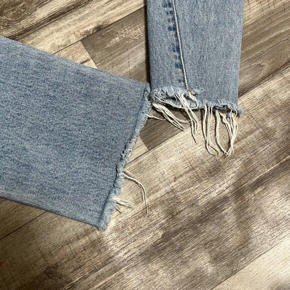 Gilded Intent High Rise Ankle Straight Distressed Denim Jeans Blue Size 25 - Picture 7 of 11